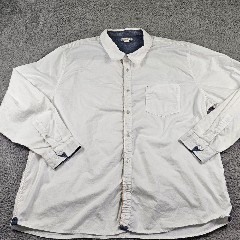 Carbon2cobalt Shirt Mens 2XL White Cotton Button Up Long Sleeve Chambray Casual - Picture 2 of 13